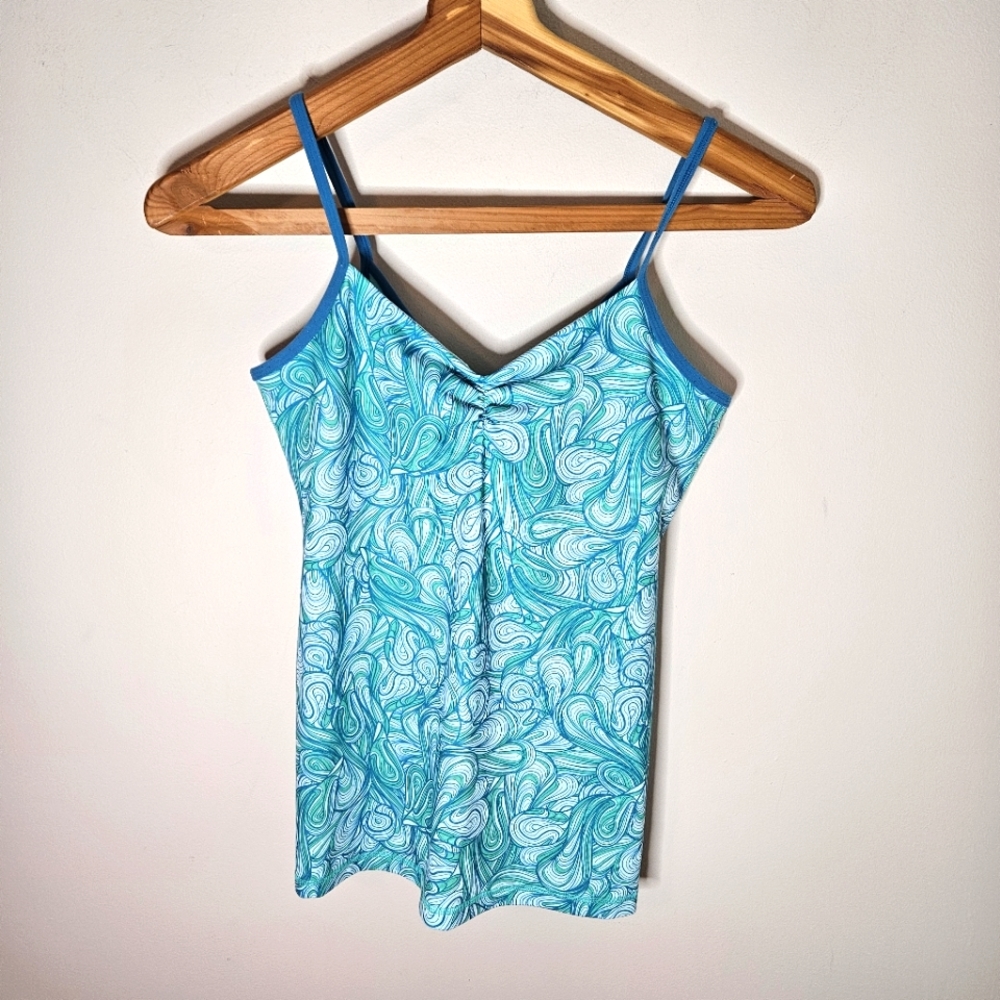 Lululemon Gather V Tank Blue Green Paisley 8